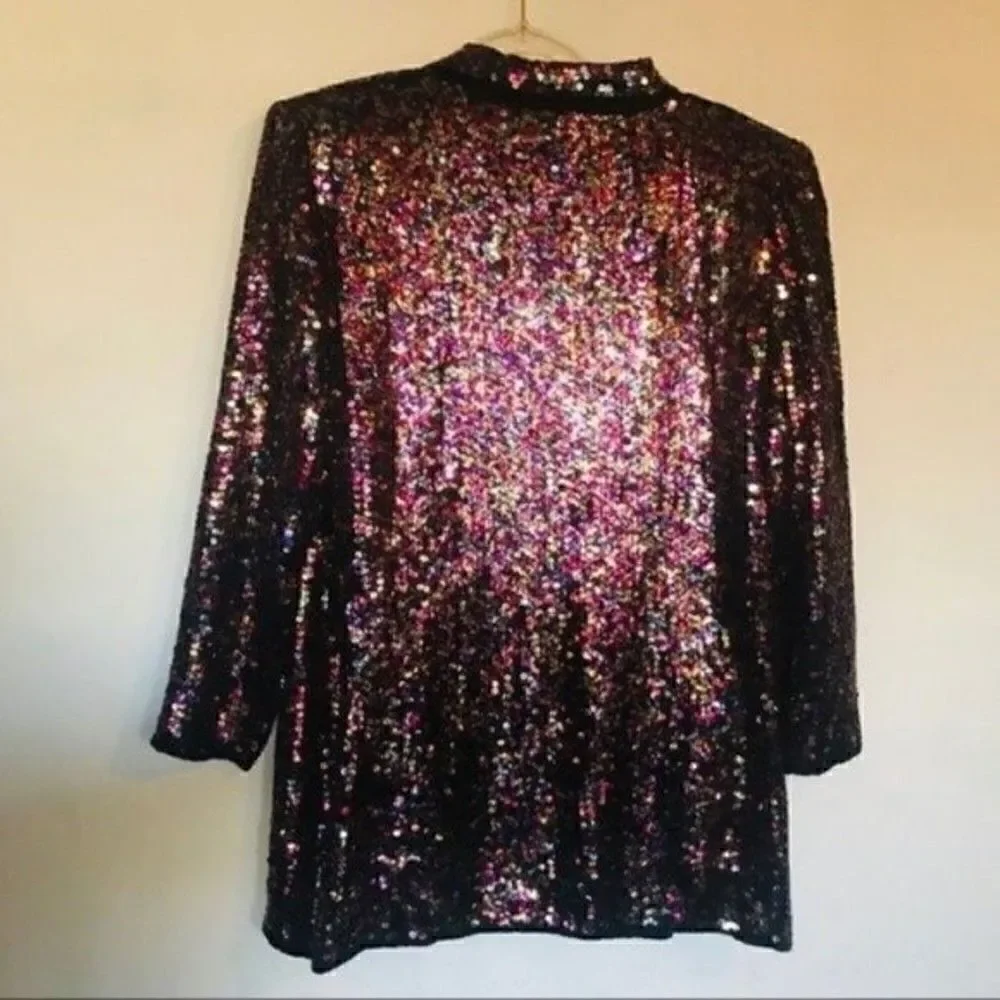 Vintage Neiman Marcus séquense blazer size Small 100% silk BoxC